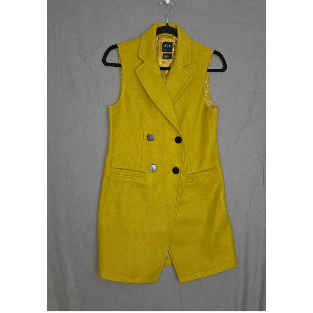 Armani Exchange AX Double Breasted Longline Blazer Vest Chartreuse